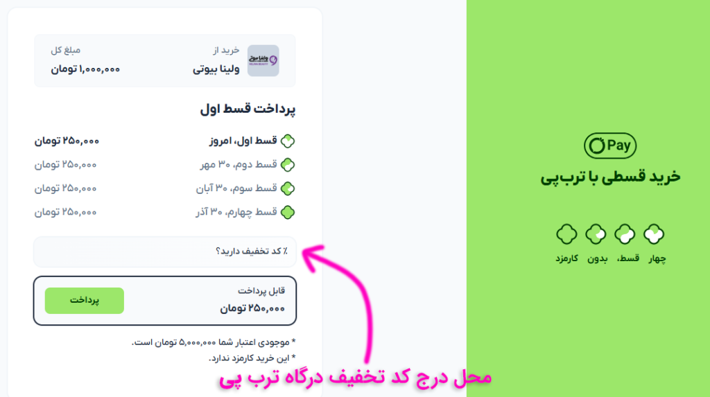 نحوه خرید قسطی با ترب پی از ولینا بیوتی 6 buy torb pay 33 e1759318539467 تصویر داخلی شماره 33 مقاله خرید از ترب پی